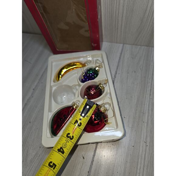 Vtg Blown Glass Fruit Christmas Ornaments Festive Holiday Original Set Of 5 - Picture 8 of 11